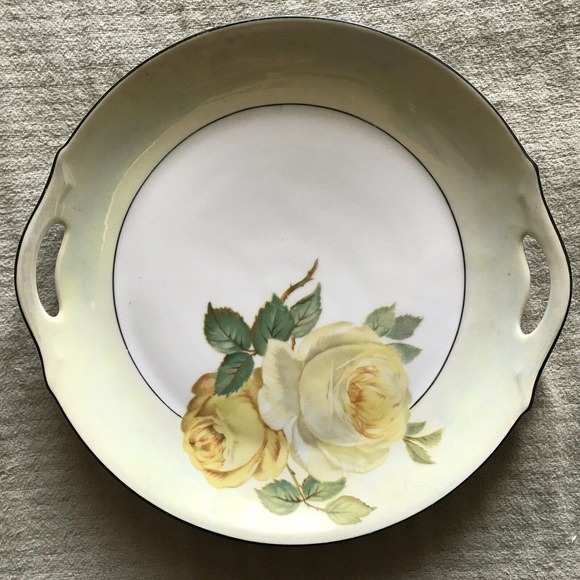 Z.S.&C. German Porcelain Cake Dish Yellow Rose Handles PreOwned - Picture 12 of 16